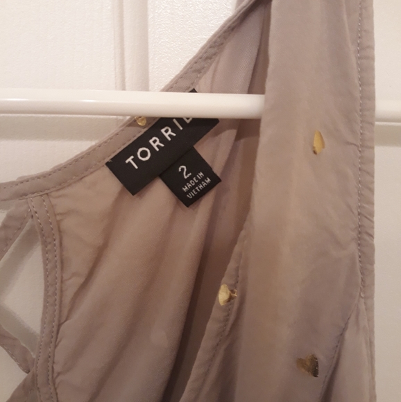 Torrid Taupe/Gold Challis Tunic Tank - Picture 7 of 9